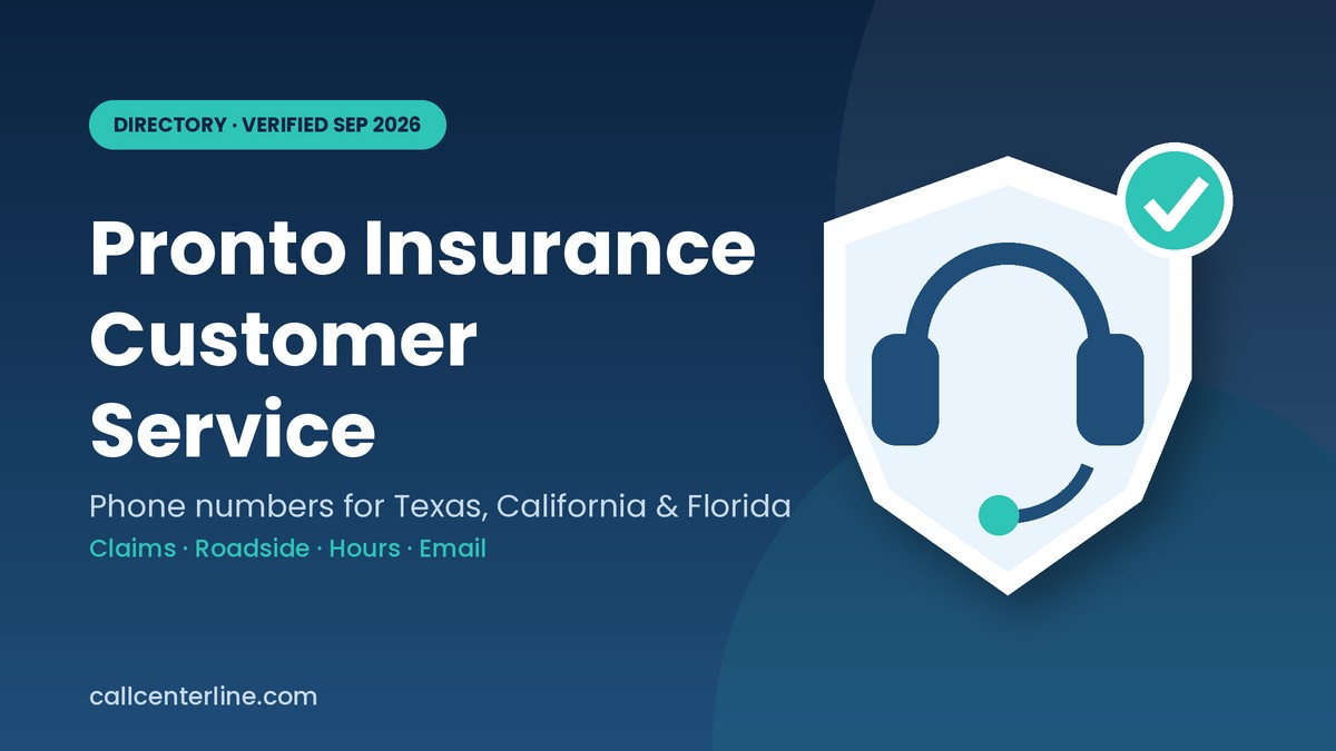 Pronto Insurance customer service phone numbers by state
